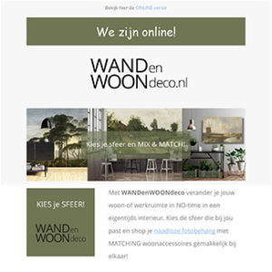 WANDenWOOndeco.nl nieuwsbrief We zijn ONLINE