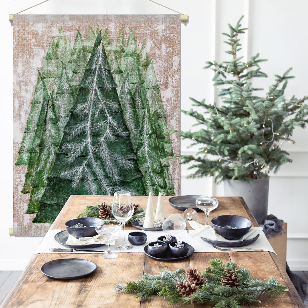WANDenWOONdeco.nl textielposter PINE TREE kerst