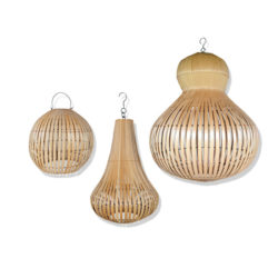 woonaccessoires set van 3 bamboe hanglampen LAILA